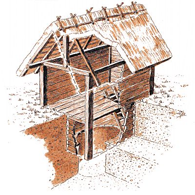 Holzbau mit Keller (Rekonstruktionsversuch)